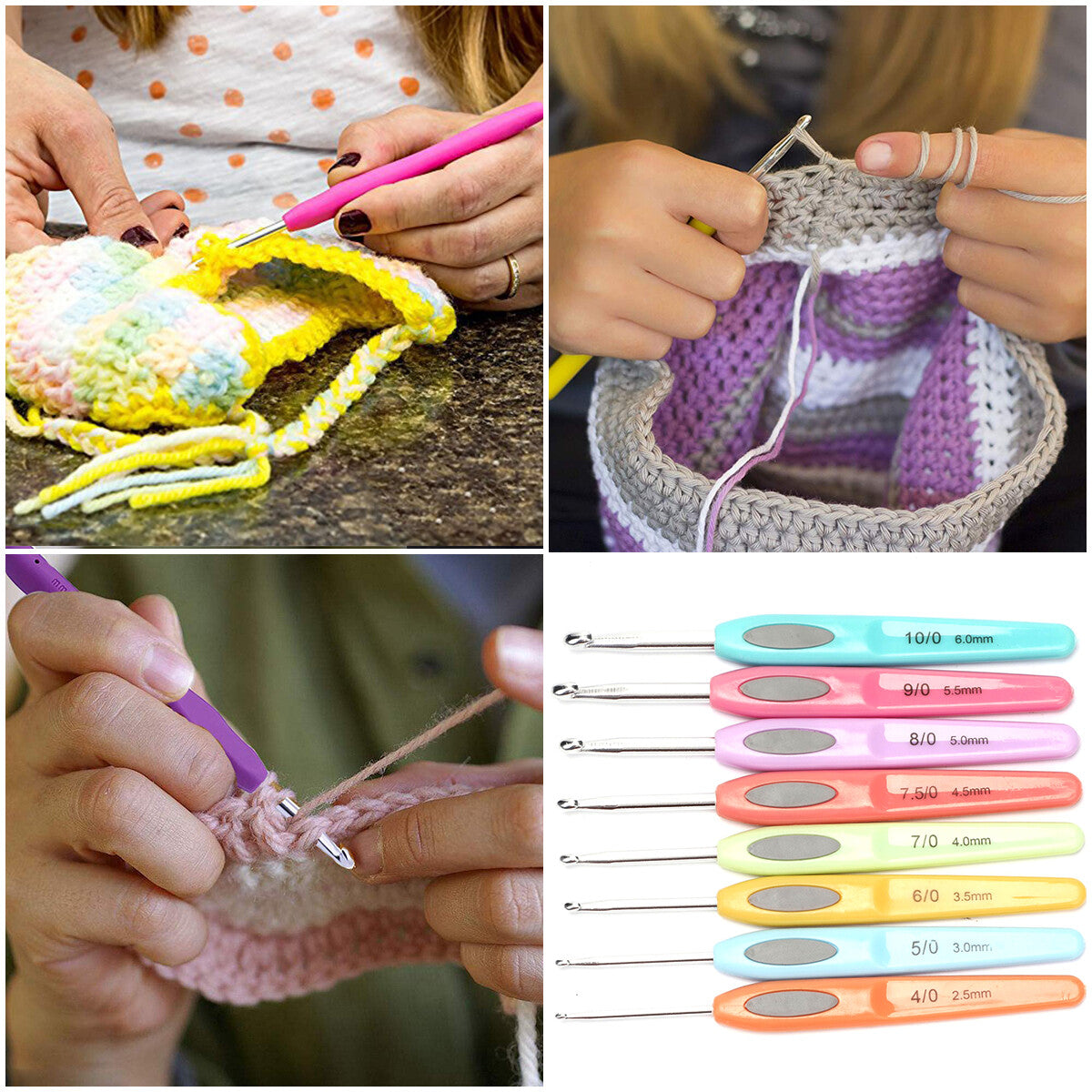 8PCS Crochet Hooks Sewing Tool Kit Yarn Knitting Needles Ergonomic Grip Set AU