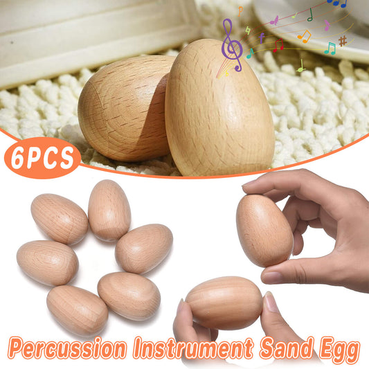 6Pc Wooden Egg Shakers Kids Musical Percussion Instruments Rhythm Rattle Toy Set
