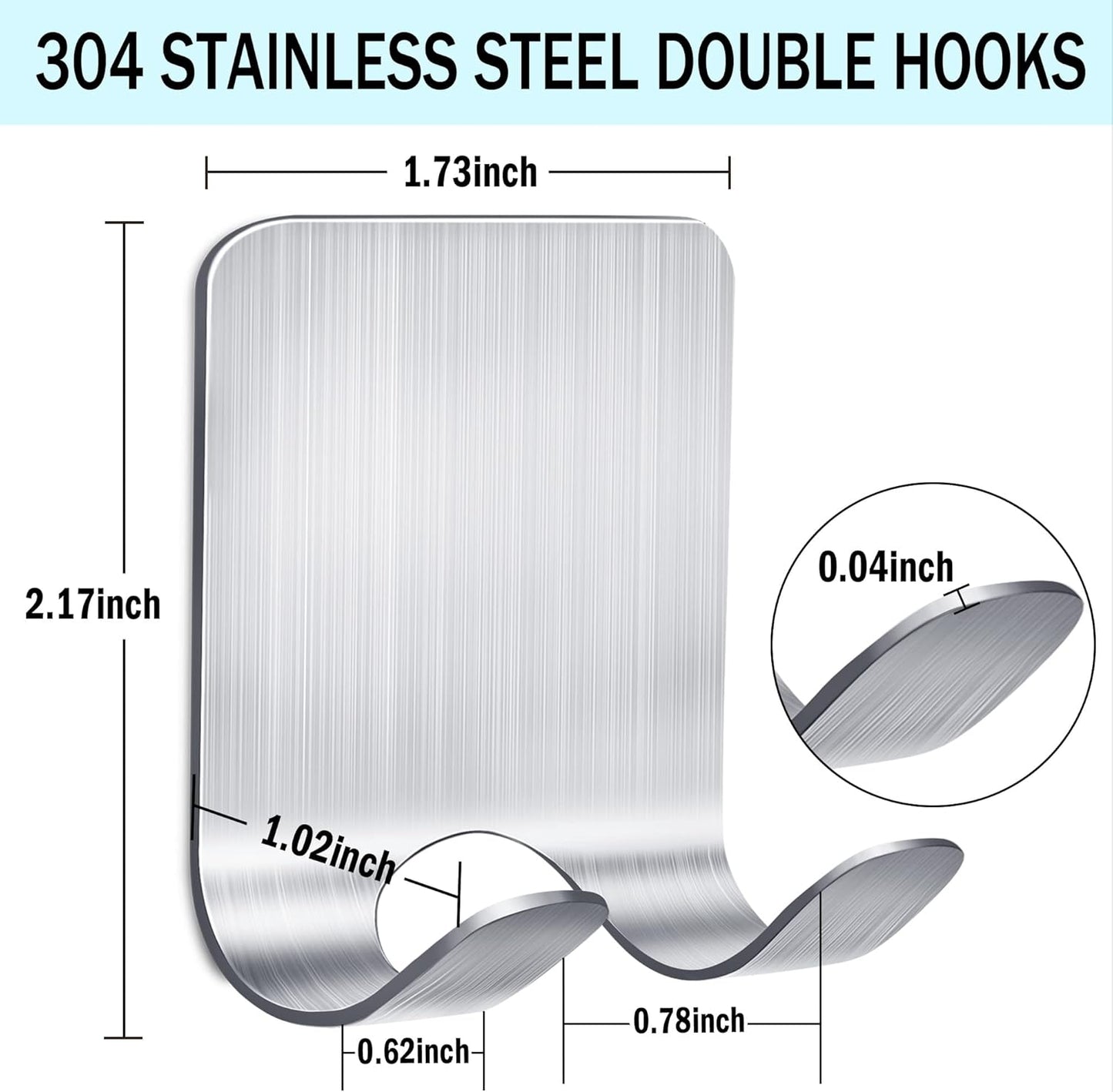 Razor Holder for Shower, 4 Pack Stainless Steel Razor Holder Hooks, Waterproof Self-Adhesive Shaver Holder Hanger Hooks for Bathroom Kitchen to Organize Loofah Robe Towel Plug Coat