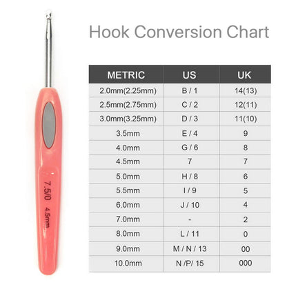 8PCS Crochet Hooks Sewing Tool Kit Yarn Knitting Needles Ergonomic Grip Set AU