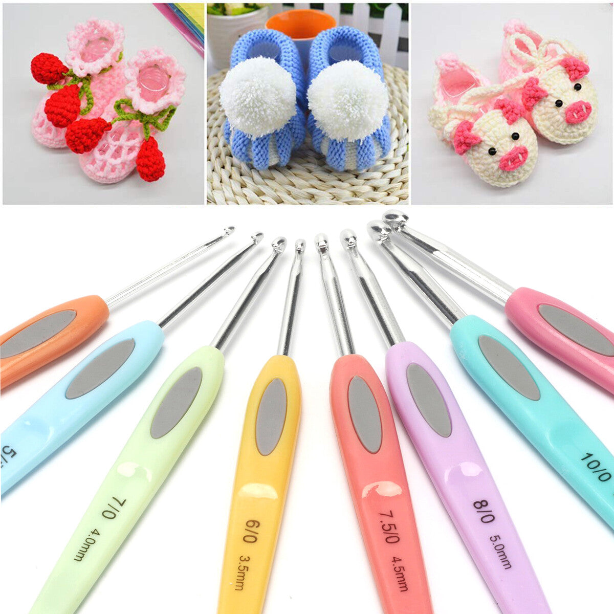 8PCS Crochet Hooks Sewing Tool Kit Yarn Knitting Needles Ergonomic Grip Set AU