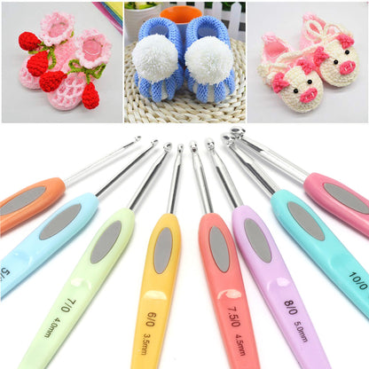 8PCS Crochet Hooks Sewing Tool Kit Yarn Knitting Needles Ergonomic Grip Set AU