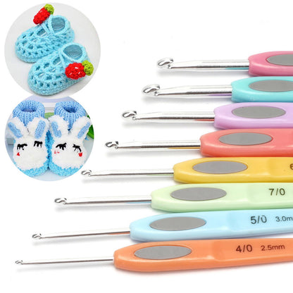 8PCS Crochet Hooks Sewing Tool Kit Yarn Knitting Needles Ergonomic Grip Set AU