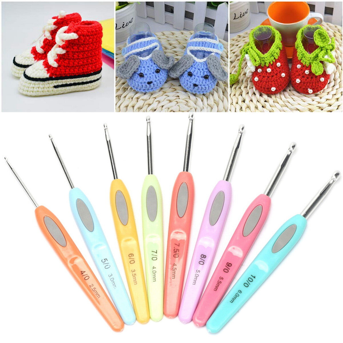 8PCS Crochet Hooks Sewing Tool Kit Yarn Knitting Needles Ergonomic Grip Set AU
