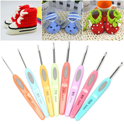 8PCS Crochet Hooks Sewing Tool Kit Yarn Knitting Needles Ergonomic Grip Set AU